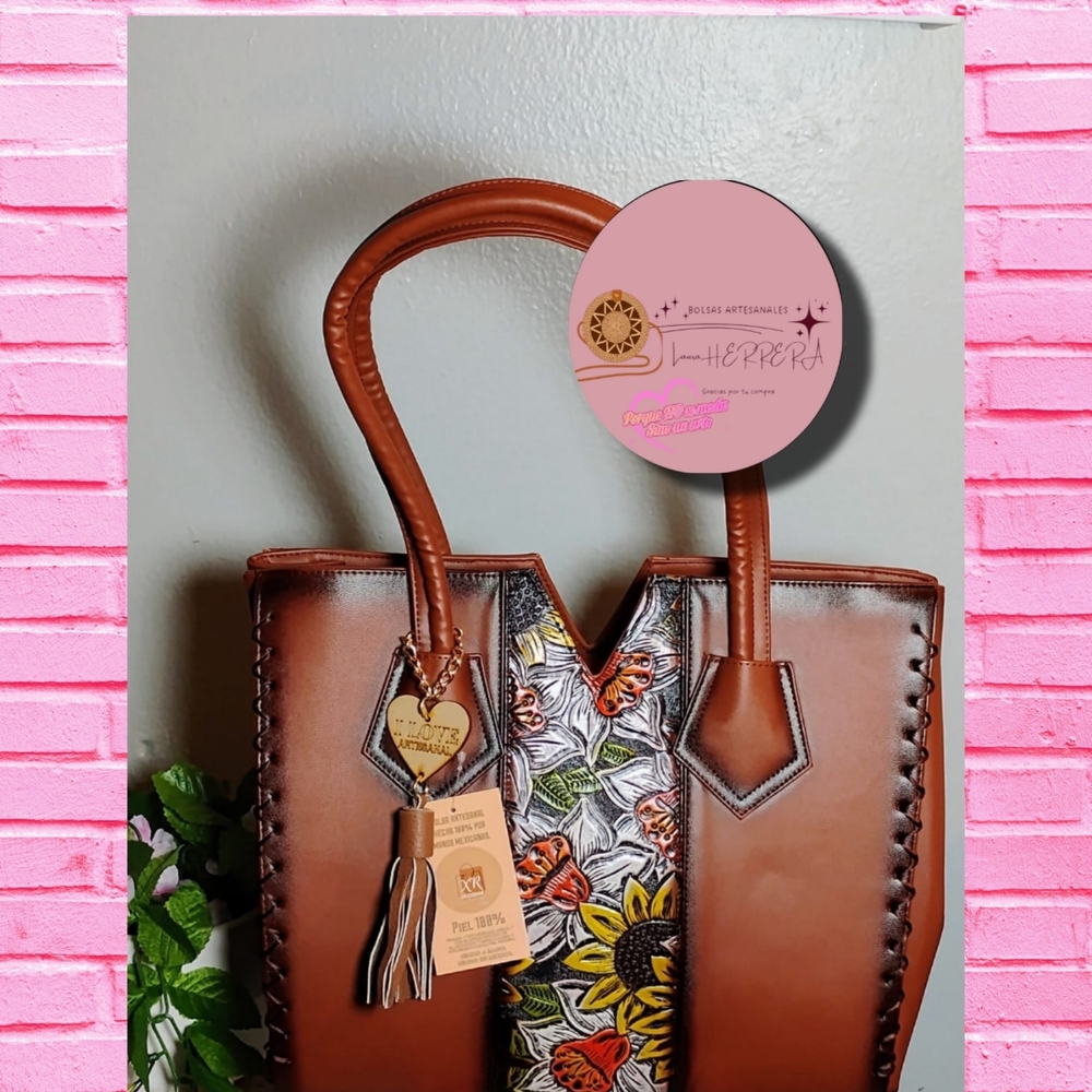 Brown Floral Embroidered Women's Bag
